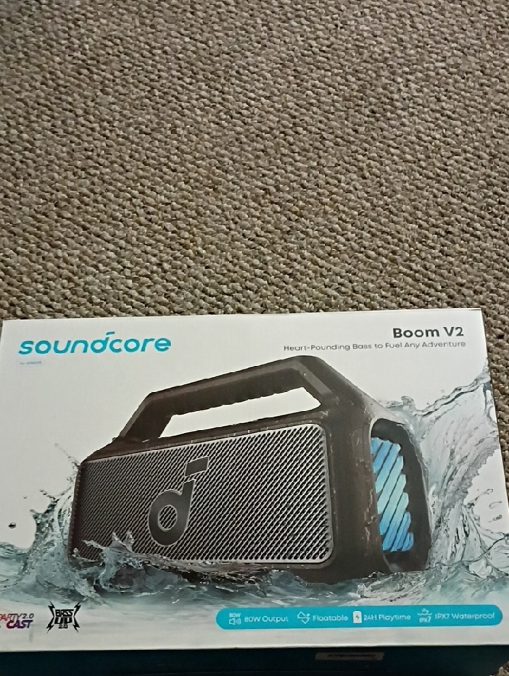 Anker Soundcore Boom V2 Portable Bluetooth Speaker - Black with Blue Accents